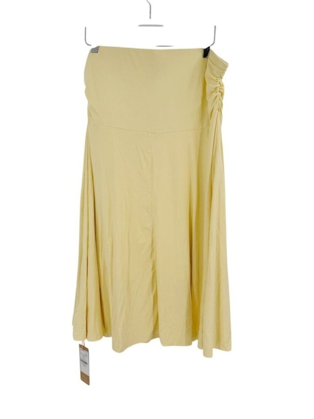 NWT OGL Eco-SkinKiss® Flowy Side Ruched A-line Midi Skirt Butter Yellow Medium - Picture 5 of 16